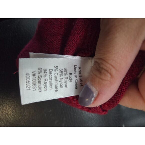 Coldwater Creek Red w/Embroidery Cashmere Blend Knit Cardigan Sweater size 1X - Picture 6 of 7